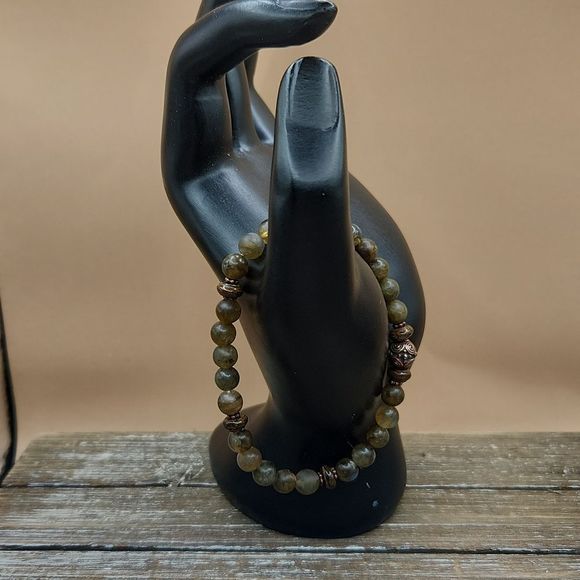 Matte Labradorite, Bronzite and Copper Bracelet - Picture 2 of 4